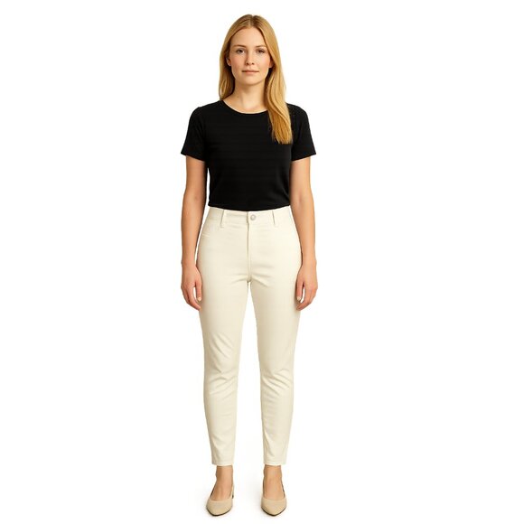 Time and Tru Pants - 2/$24 Time and True High Rise Cropped Skinny Pants White Large #A0357 TRB2